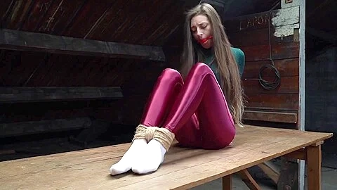 Girl Tied On Table In White Socks